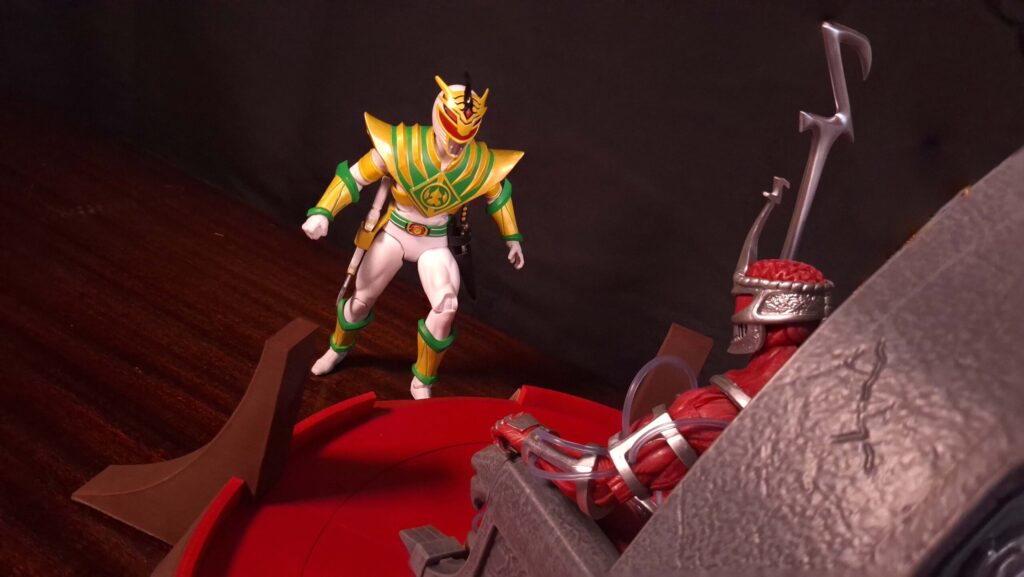 Lord Drakkon confronting Lord Zedd on his throne at Bandora’s Palace in a dramatic Power Rangers toy photography scene.