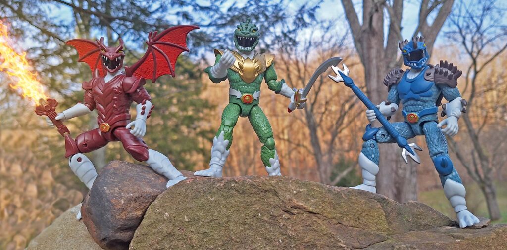 Kaiju Power Rangers Red Rodan Green Godzilla Blue Anguirus first morph on Stone Ridge