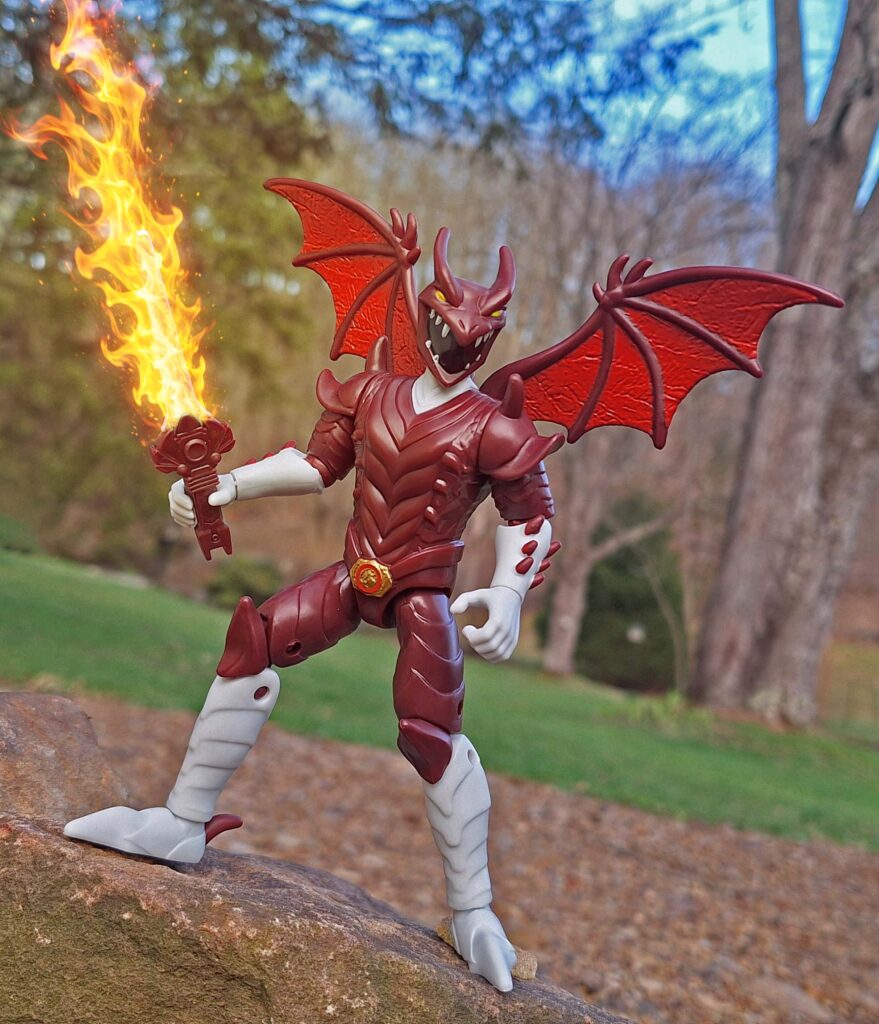 Red Rodan Ranger ignites the sky—fire answering the call of something ancient and unstoppable.