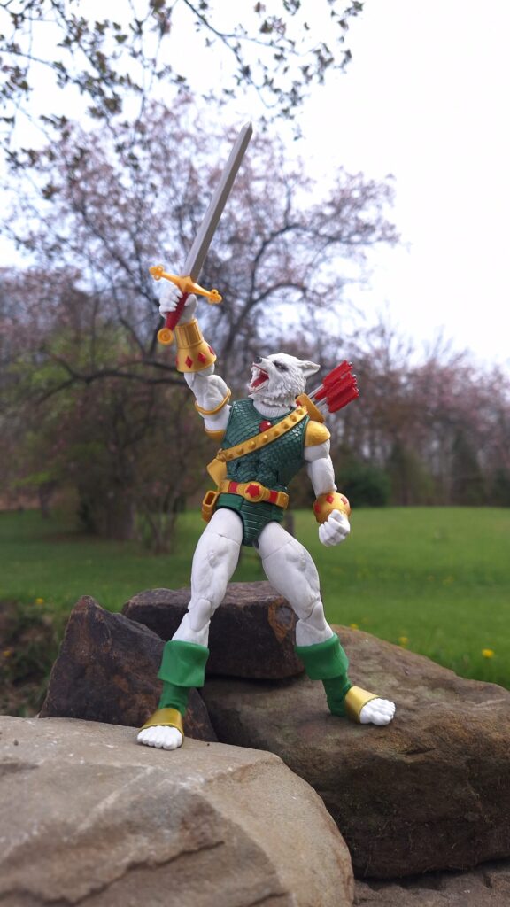 Stargod the Man-Wolf holds his sword high and howls as his inner wolf is unleashed after Astravorn’s third moon dies.